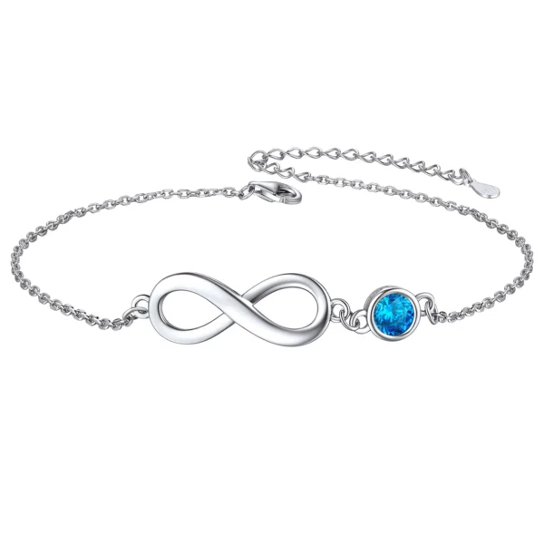 ChicSilver Infinity Love Anklet for Women Girls, with Birthstone Foot Chain, Hypoallergenic 925 Sterling Silver Ankle Bracelet Summer Vacation Beach Jewelry