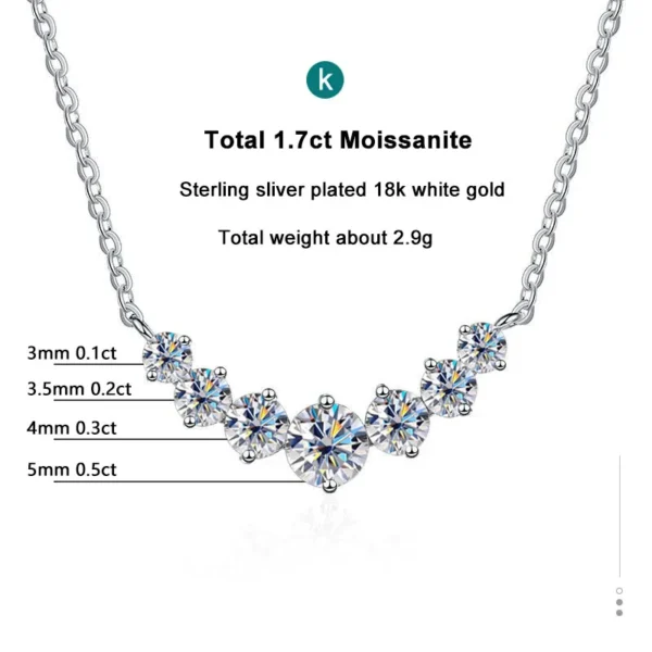 K.NOBSPIN Moissanite Necklace for Woman Wedding Fine Jewely with Certificates 925 Sterling Sliver Plated 18k White Gold Necklace - Image 6