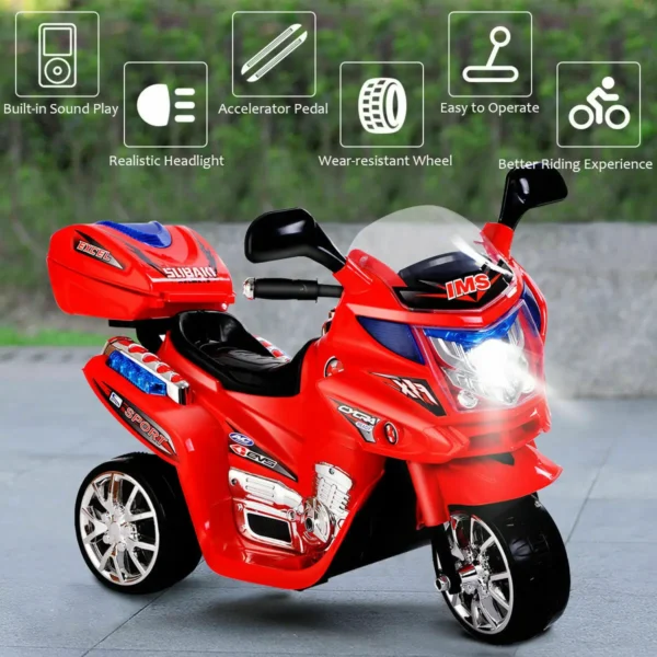 1.86 MPH 3 Wheel Black Ride On Motorcycle Battery Powered Bicycle Kids Toy GiftTY327423 - Image 2