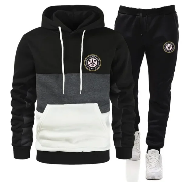 Men's hooded sweatshirt and lace-up pants, tracksuit, athletic hooded sweatshirt, Spring and Autumn 2024, 2 pieces - Image 4