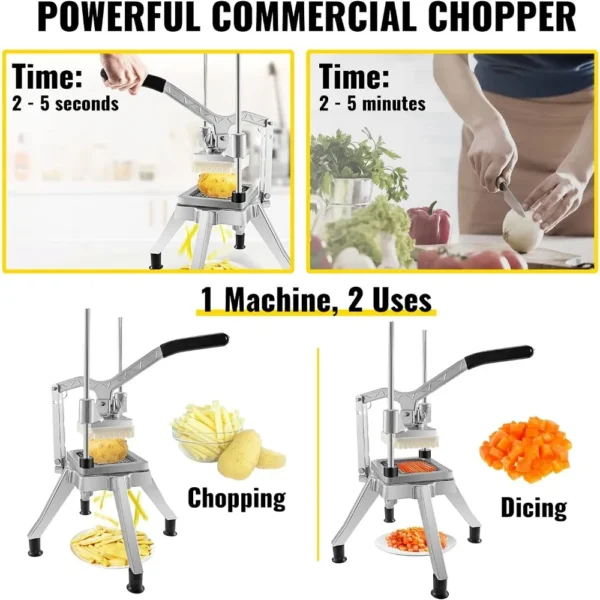 Potato Slicer Commercial Vegetable Chopper W/ 4 Replacement Blades Manual Vegetable Cutter Kitchen Gadgets Chips Food Processors - Image 2