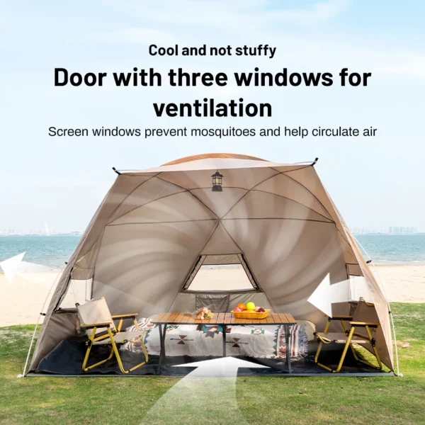 Sonuto Outdoor 4-7 People Camping Park Beach Tent Vinyl Sunscreen Folding Portable Canopy Rainproof And Sunscreen Shelter - Image 3