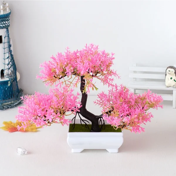 Artificial Plastic Plants Bonsai Small Tree Pot Fake Plant Potted Flower Garden Arrangement Ornaments Room Home Table Decoration - Image 4