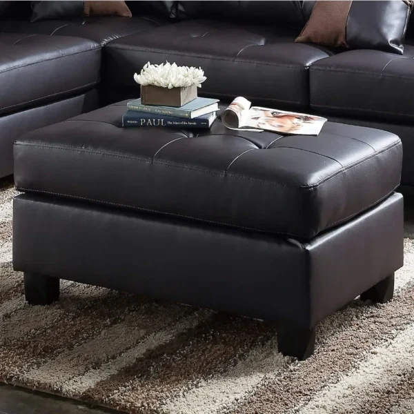 Sofa Sectional Sofa with Chaise Longue, Haussmann, 2 Pillows, for Living Room Furniture,L-shaped Faux Leather Sectional Sofa Set - Image 4