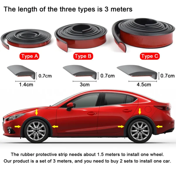 Car Fender Flares Wheel Arch Guard Trim Moulding Strip Eyebrow Lip Anti Scratch Mudflaps Universal Rubber Seal Protector Styling - Image 2