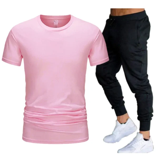 2024 summer sports cotton T-shirt short sleeve trousers two-piece men's casual sports suit jogging fashion men's wear - Image 3