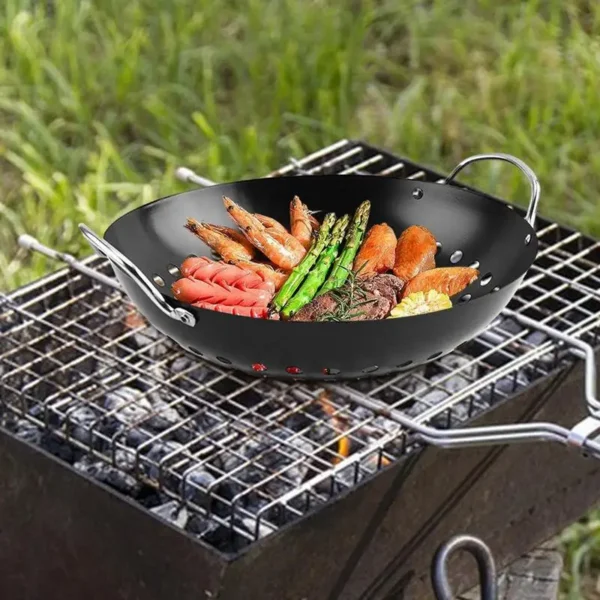 Grill Pan Pizza Pan Tray Plate With Holes Non Stick BBQ Tray Outdoor Frying Pan For Cookware Bbq supplies - Image 3