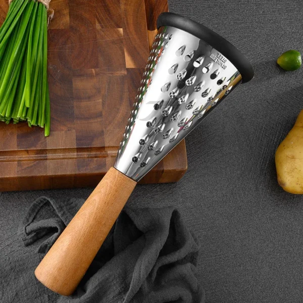 1PC Garlic Grinder Slicer Cone Fruit Vegetables Grater Wooden Handle Manual Food Processor Home Accessories For Kitchen Gadgets - Image 5