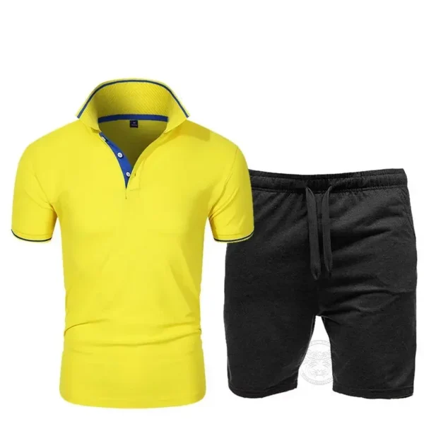 Summer Breathable Casual Sports Suit Polo Shirt Shorts 2-piece Set Men's Lapel Short-sleeved 5-point Pants Sportswear S-3XL - Image 4