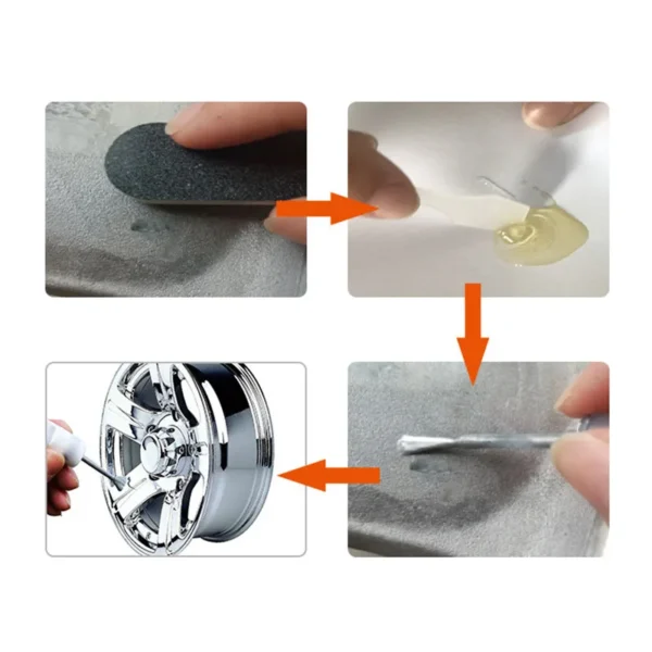 Wheel Scratch Repair Kit Alloy Car Rim Scrapes Scratches Remover Silver Wheel Paint Repair of Car Wheels Fix Quick And Easy - Image 4