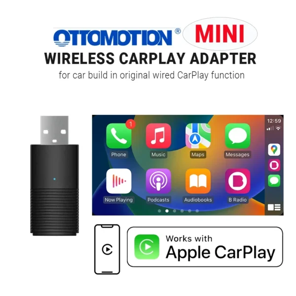 Ottomotion MINI Wireless Apple CarPlay Adapter USB Stick Car Accessories for Hyundai VW Mazda Toyota Kia Ford Chery for iPhone