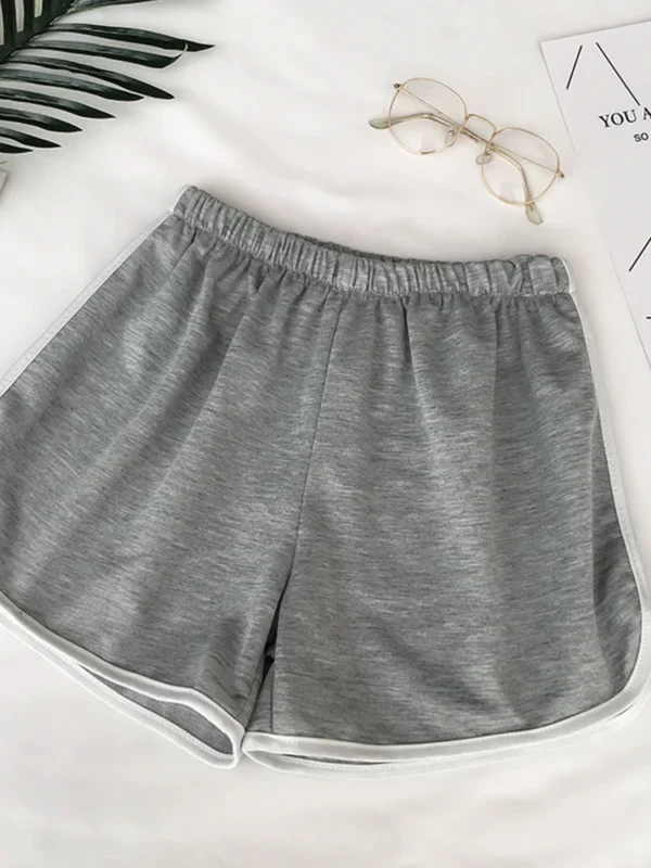 Striped Sports Shorts for Women, Simple Loose Shorts, Casual Slimming Short for Ladies, High Waisted, Monochrome, Summer Fashion - Image 5