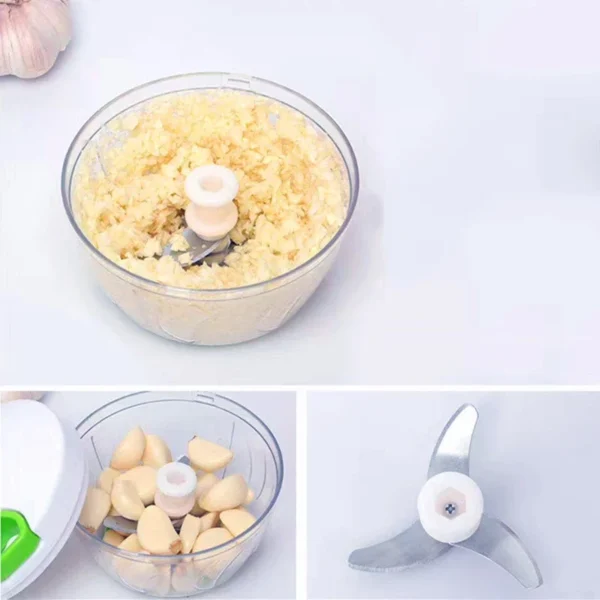 Kitchen Tool Mincer Slicer Shredder Garlic Onion Slicer Cutter Manual Rope Food Processor Hand Chopper - Image 3