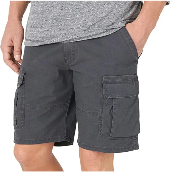 2024 new solid color Men's shorts Fashion Men's Pocket Zipper Resilience Leisure Time Tooling Shorts Pants - Image 4