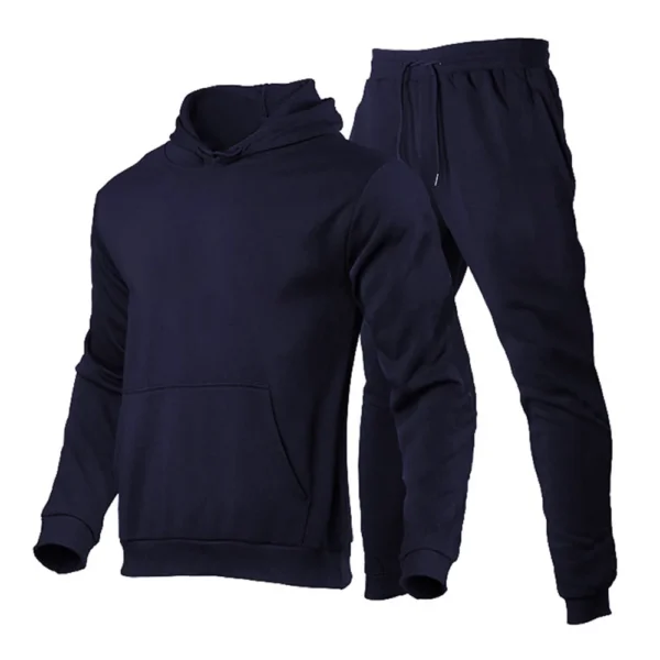 Men's Tracksuit Hooded Pullover Sweatpants Sports Suit Casual Jogger Sportswear 2 Piece Male Fleece Streetwear Sets - Image 4