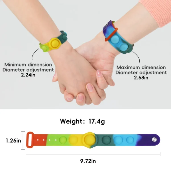 Silicone Bracelet Fidget Toy Push Pop Sensory Bubble Wristband Stress Relief Toys for Kids 2pcs /pack - Image 2