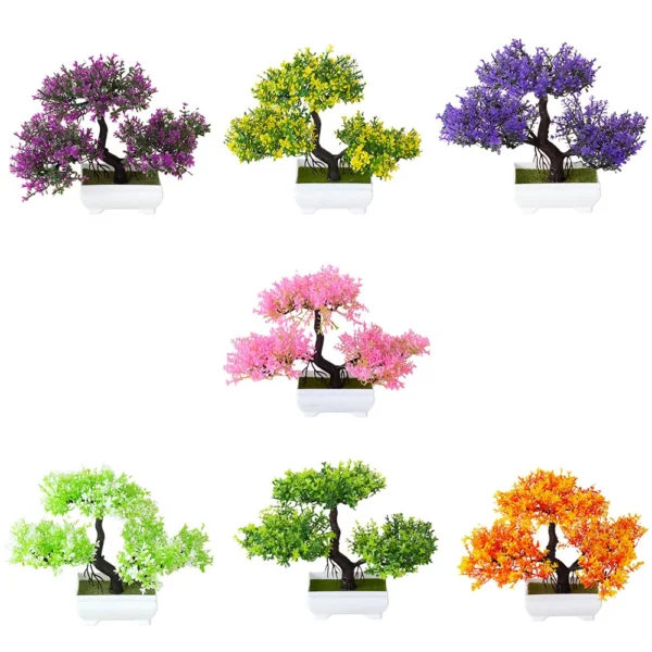 Artificial Plastic Plants Bonsai Small Tree Pot Fake Plant Potted Flower Garden Arrangement Ornaments Room Home Table Decoration - Image 2