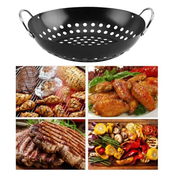 Grill Pan Pizza Pan Tray Plate With Holes Non Stick BBQ Tray Outdoor Frying Pan For Cookware Bbq supplies - Image 4