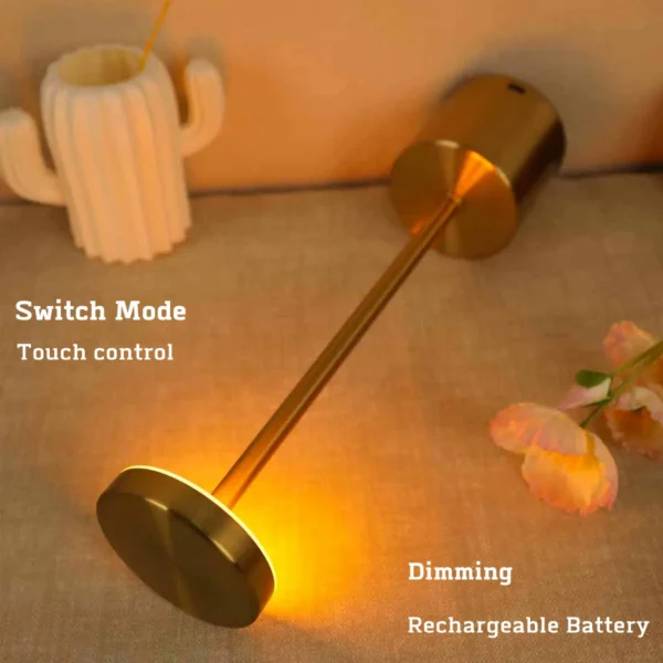 Simple LED Rechargeable Touch Metal Table Lamp Three Colors Bedside Creative Ambient Light Bar Outdoor Decoration Night Light - Image 3