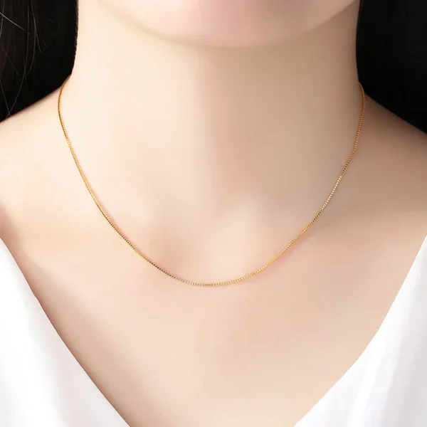 HOYON Real Gold 14k Coating Chain Necklace For Women Clavicle Neck Collares Jewelry Birthday Gift Water Snake Bone Box Chain - Image 4