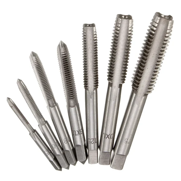 7Pcs M3-M12 HSS Metric Right Hand Machine Straight Fluted Screw Thread Tap Set Metric Plug Tap Drill Bits Set Hand Tools - Image 2