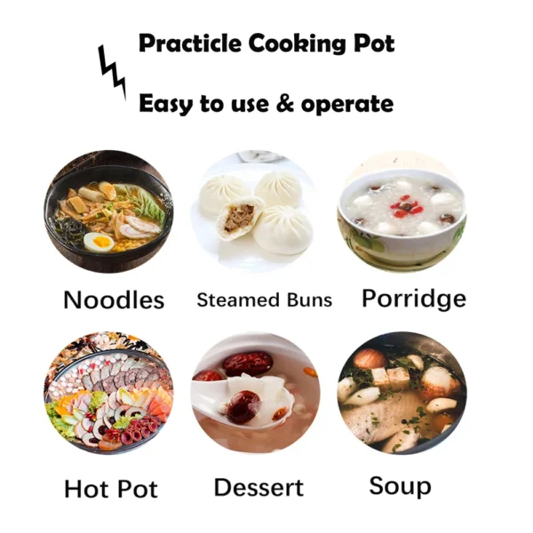 Multifunction Non-stick Pan Electric Cooking Pot Single/Double Layer Hot Pot Household 1-2 People Electric Rice Cooker Machine - Image 4