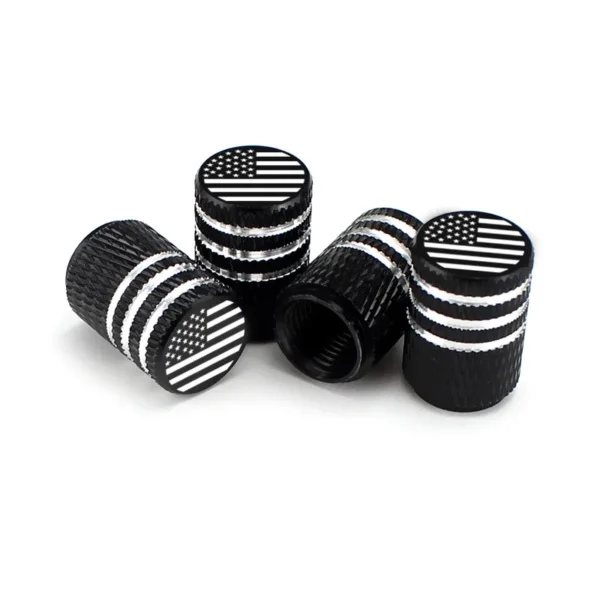 4pcs American flag logo Car tire valve cap - Dust proof universal, aluminum alloy car tire valve cap,For USA AIR Valve Caps - Image 3