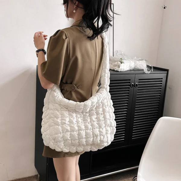 Quilted Padded Crossbody Bag for Women Pleated Bubbles Cloud Shoulder Bags Large Tote Bucket Designer Bag Ruched Handbags 2023 - Image 2