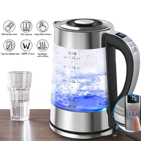 Intelligent Thermostatic Glass Electric Kettle 1.8L Household Boilng Water Multifunction 220V Automatic Power Off Insulation - Image 6