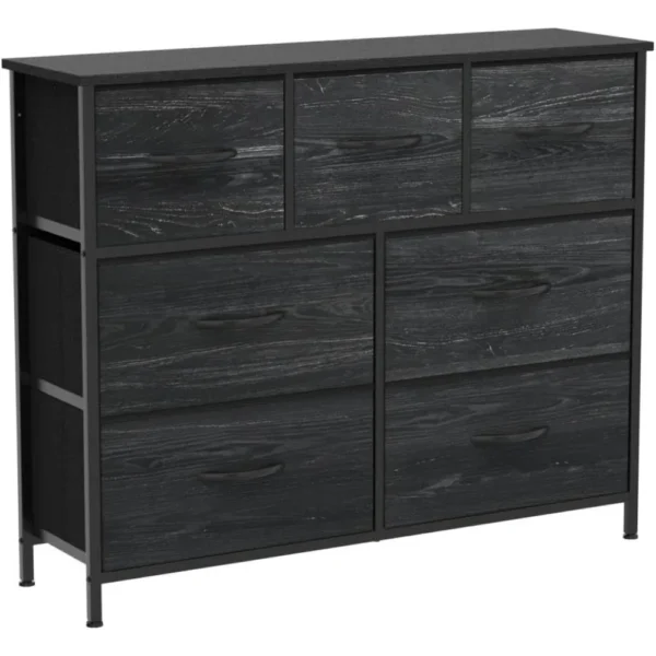 Dresser TV Stand, Entertainment Center with Fabric Drawers, Media Console Table with Metal Frame and Wood Top - Image 5