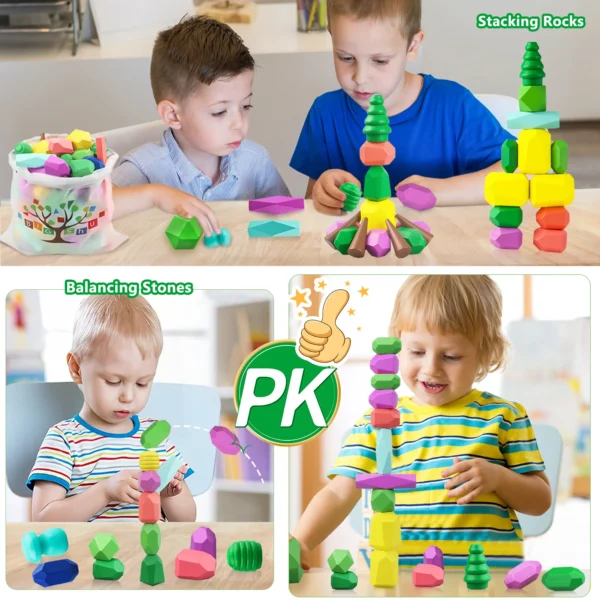 36 wooden stacking blocks Montessori Toys for 1 2 3 4 5 6 years old Girls Boys Preschool Sensory Toys 1-3 STEM Learning Toys Age - Image 2