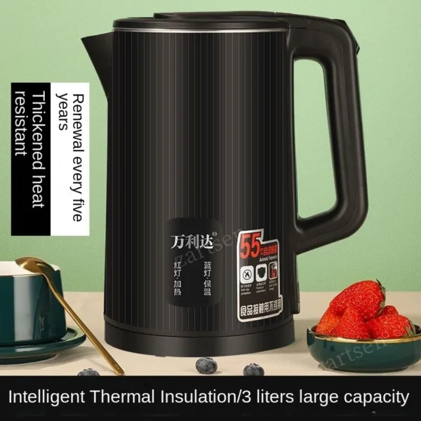 3L 1500W 220V Electric Kettle 304 Stainless Steel Inner Water Boiling Kettle Pot Fast Heating Home Appliance - Image 2