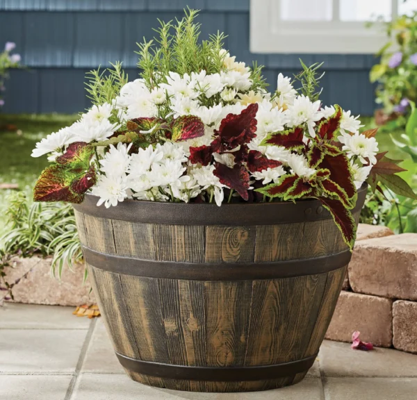 Better Homes & Gardens 20" x 20" x 13" Brown Resin Whiskey Planter - Image 3