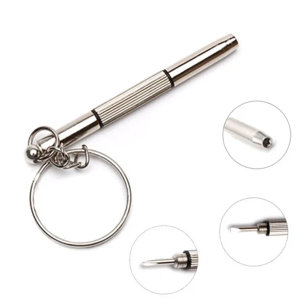 Portable 3 In 1 Screwdriver Eyeglass Sunglass Watch Repair Screwdriver Set Keychain Mini Stainless Steel Screwdriver Hand Tools