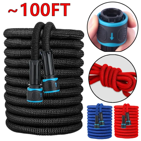 25FT-200FT Expandable Flexible Water Hose Car Wash Hose Water Gun Hose Garden Sprayer Gardening Watering Hose Irrigation Tools