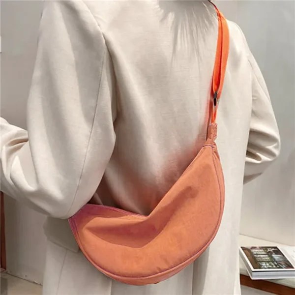 Women's Crossbody Dumpling Shape Lightweight Underarm Knapsack Nylon Large Capacity Smooth Zipper Female's One Shoulder Bag - Image 3