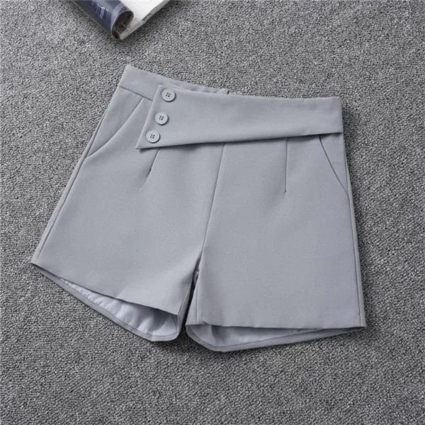 Korean Suit Shorts Women Summer Thin Loose Black A-Line High Waist Slim Casual Shorts Solid Elegant Basic Wide-Leg Pants - Image 4