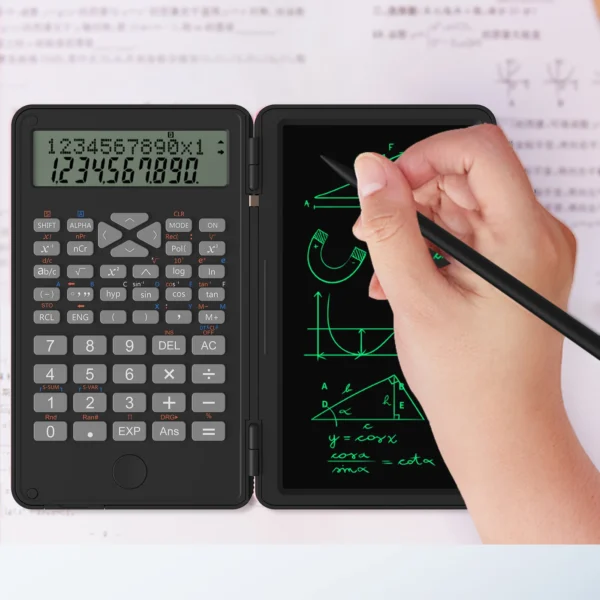 Scientific Calculator with Erasable Writing Board 240 Functions 2 Line LCD Display Foldable Financial Math Calculator School - Image 4