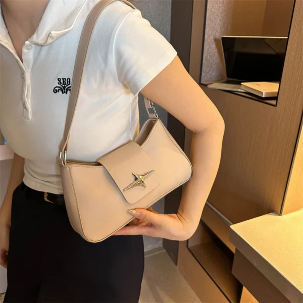 Vintage PU Leather Shoulder Bags for Women 2023 Classic Y2K Small Purse Luxury Brand Female Handbags Daily Ladies Underarm Bag - Image 4