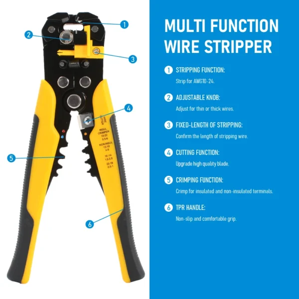 Crimper Cable Cutter Adjustable Automatic Wire Stripper Multifunctional Stripping Crimping Pliers Terminal Hand Tool - Image 2