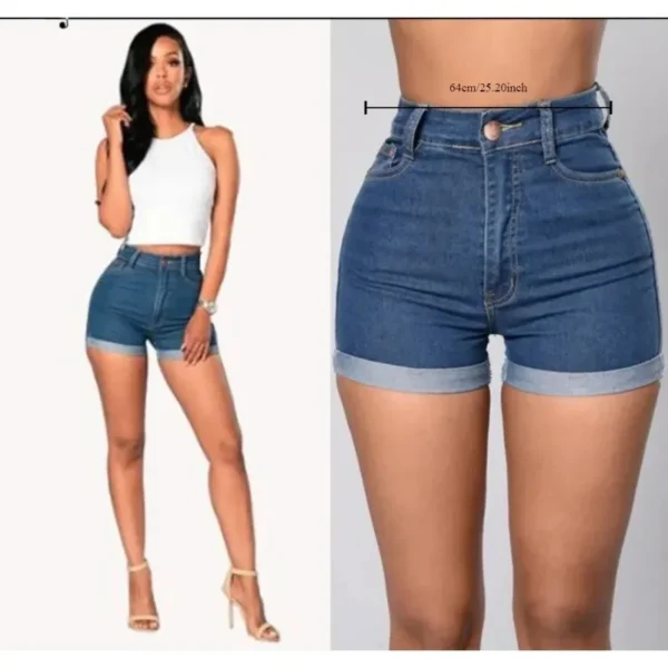 Curled Denim Shorts Hot Pants Biker Shorts Women Booty Shorts Shorts women 2024 New European and American Clothing - Image 5