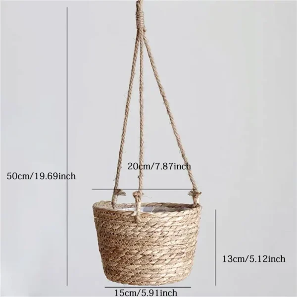 Garden Hanging Planter Macrame Plant Storage Basket Jute Rope Woven Indoor Outdoor Flower Pot Holder Plant Hangers Home Decor - Image 5