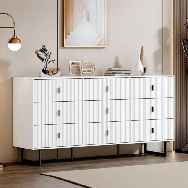 9 Drawer Dresser for Bedroom, Large Double Dresser with Wide Drawers, Modern Chest of Drawers,Storage Organizer Dresser