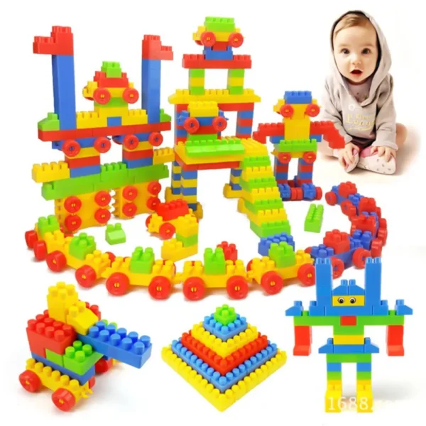 130Pcs assembled building block toys, large particles of children's stacking toys, kindergarten educational early education toys