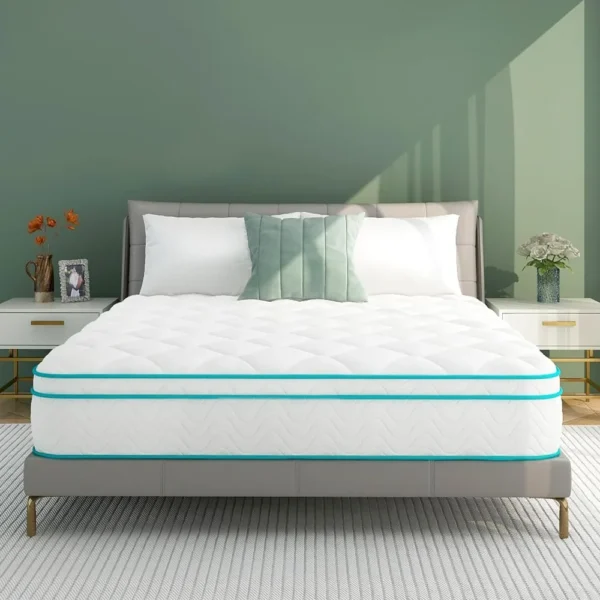 Twin Mattress, Medium Firm Hybrid Mattress with Premium Foam and Wrapped Pocket Coils for Motion Isolation