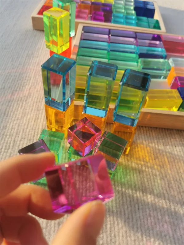 New Design Montessori Toys See Through Rainbow Lucite Stacking Blocks Acrylic HighTransparent for Kids Open Play - Image 5