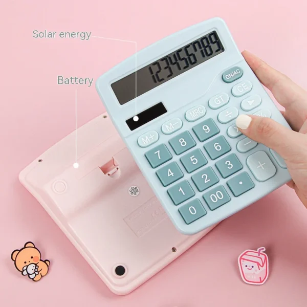 12 Digits Electronic Calculator Solar Calculator Dual Power Supply Calculator for Home Office School Financial Accounting Tools - Image 2