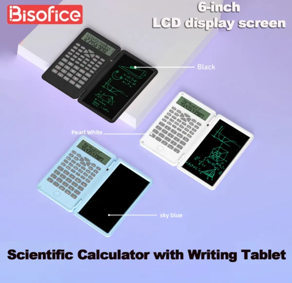 Scientific Calculator with Erasable Writing Board 240 Functions 2 Line LCD Display Foldable Financial Math Calculator