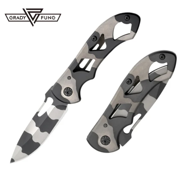 GradyFung Brand Folding Knife Stainless Steel Blade Small Pocket Knife for EDC Camping Utility KeyChain Hand Tools Gear