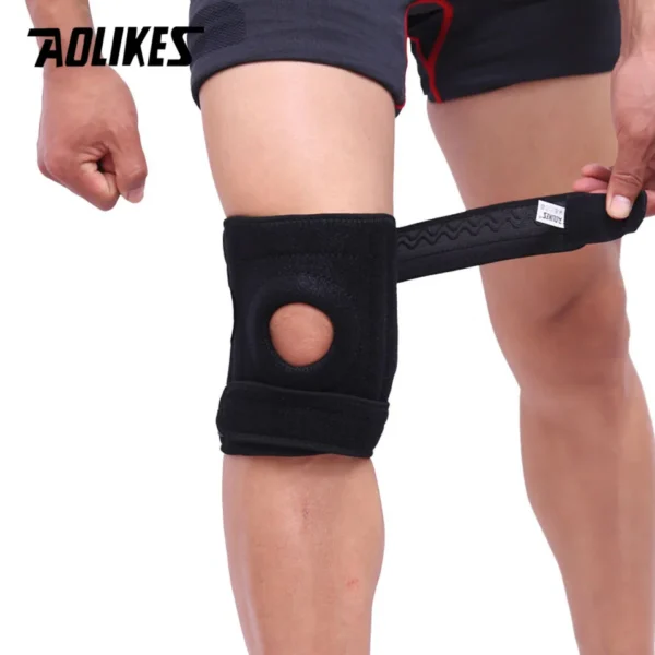 AOLIKES 1PCS Mountaineering Knee Pad with 4 Springs Support Cycling Knee Protector Mountain Bike Sports Safety Kneepad Brace - Image 4